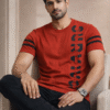 Rust Red Printed Half Sleeve Tshirt