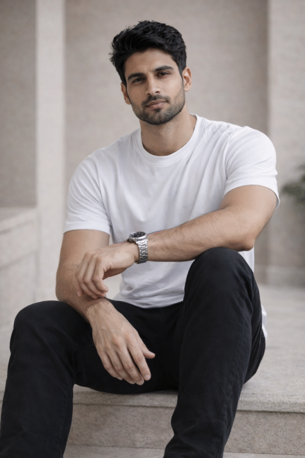 White Round Neck Plain T-shirt