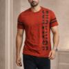 Rust Red Printed Half Sleeve Tshirt
