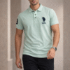 Light Mint Green Slim Fit Polo Collar Half T-shirt
