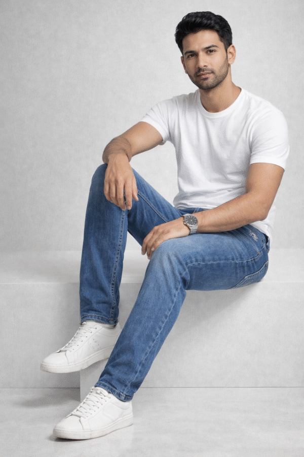 Light Blue Faded Slim Fit Denim Jeans