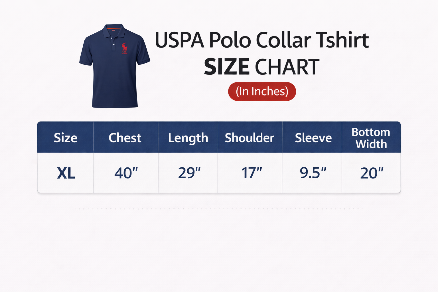 Size Chart Rust Red Slim Fit Polo Collar Half T-shirt
