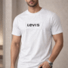 White Embossed Logo Slim Fit Half Sleeve T-shirt