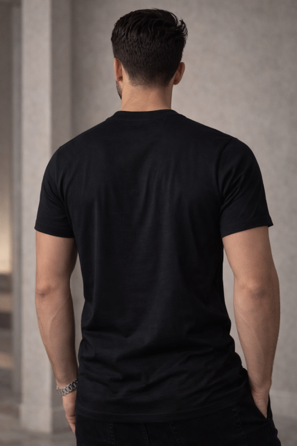 Black Embossed Logo Slim Fit Half Sleeve T-shirt