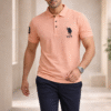 Peach Slim Fit Polo Collar Half T-shirt