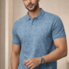 Light Slate Blue Printed Polo T-Shirt