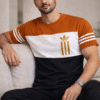 Green – White – Black Color Block Design Half Sleeve T-shirt
