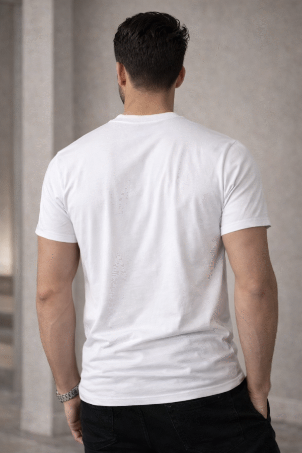 White Embossed Logo Slim Fit Half Sleeve T-shirt