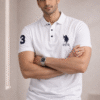 White Slim Fit Polo Collar Half T-shirt