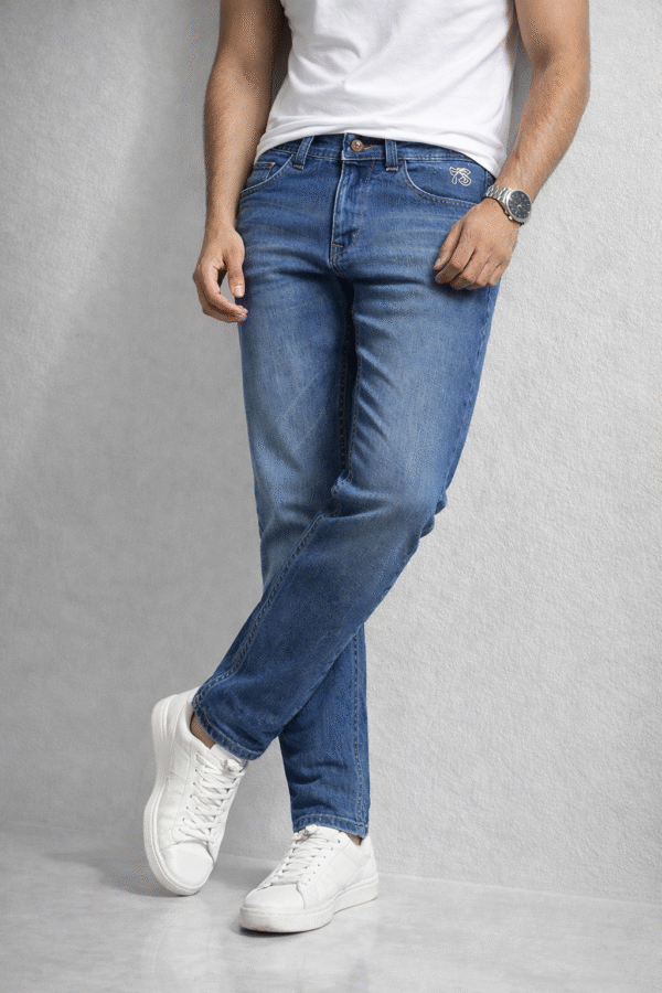 Light Blue Faded Slim Fit Denim Jeans