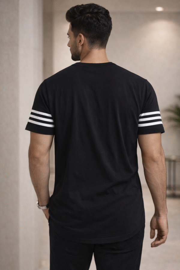Black – White – Brown Color Block Design Half Sleeve Tshirt