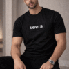 Black Embossed Logo Slim Fit Half Sleeve T-shirt