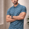 Dark Teal Printed Polo T-Shirt