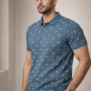 Dark Teal Printed Polo T-Shirt