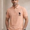 Peach Slim Fit Polo Collar Half T-shirt