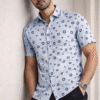 Sky Blue Polka Dot Half Sleeve Shirt (Slim Fit)