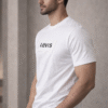 White Embossed Logo Slim Fit Half Sleeve T-shirt