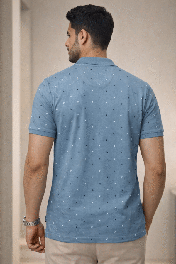 Light Slate Blue Printed Polo T-Shirt