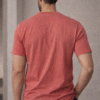 Brick Red Embossed Logo Slim Fit Half Sleeve T-shirt
