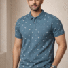 Dark Teal Printed Polo T-Shirt
