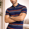 Navy Blue Striped Polo TShirt