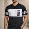 Black – White – Brown Color Block Design Half Sleeve Tshirt