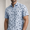 Sky Blue Polka Dot Half Sleeve Shirt (Slim Fit)