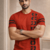 Rust Red Printed Half Sleeve Tshirt