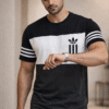 Black – White – Brown Color Block Design Half Sleeve Tshirt