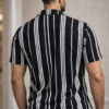 Black Striped Cuban Caller Half Sleeve Shirt