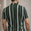 Green Striped Cuban Caller Half Sleeve Shirt