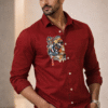 Red Tiger Patch Designer Shirt