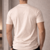Beige Embossed Logo Slim Fit Half Sleeve T-shirt