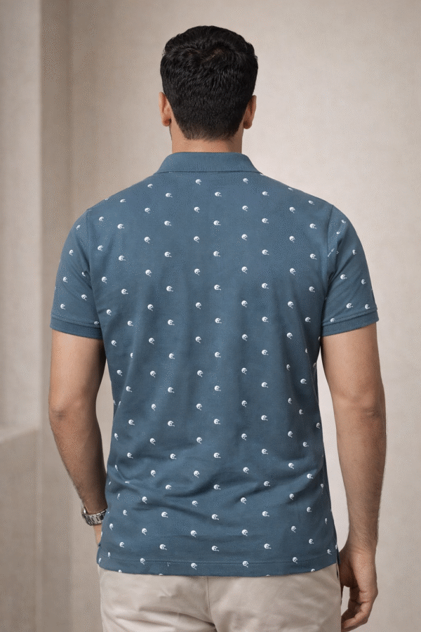 Dark Teal Printed Polo T-Shirt