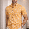 Warm Yellow Floral Half Sleeve Shirt (Slim Fit)