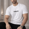 White Embossed Logo Slim Fit Half Sleeve T-shirt
