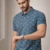 Dark Teal Printed Polo T-Shirt