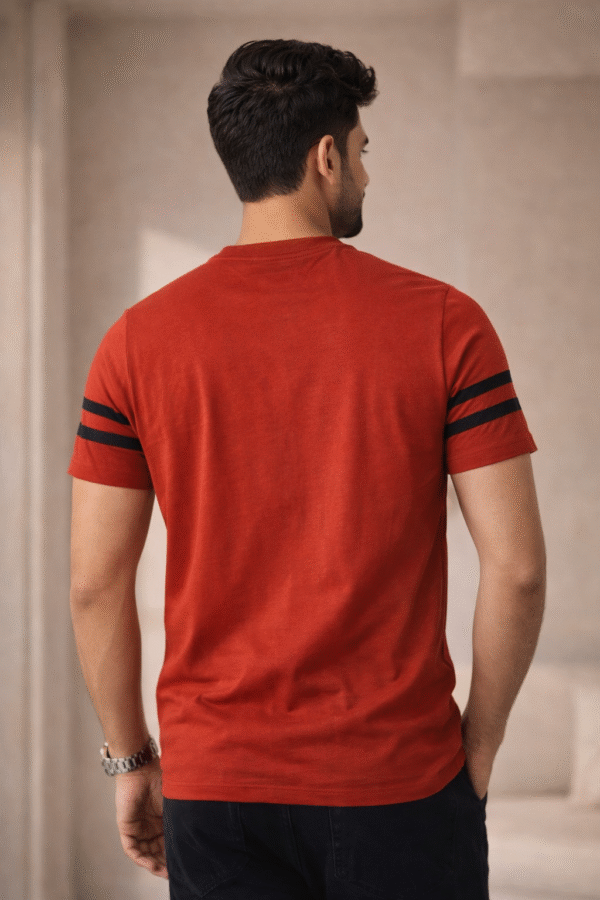 Rust Red Printed Half Sleeve Tshirt