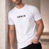 White Embossed Logo Slim Fit Half Sleeve T-shirt
