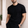 Black Round Neck Plain T-shirt