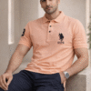 Peach Slim Fit Polo Collar Half T-shirt