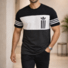 Black – White – Brown Color Block Design Half Sleeve Tshirt