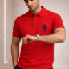 Rust Red Slim Fit Polo Collar Half T-shirt