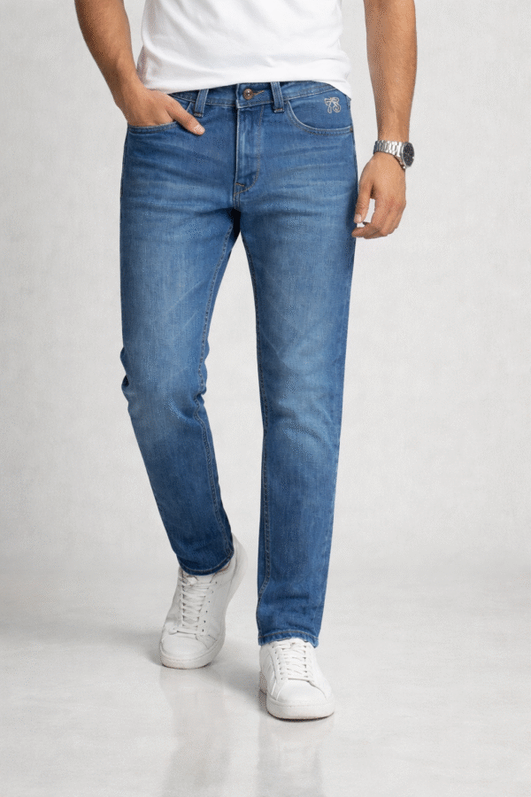 Light Blue Faded Slim Fit Denim Jeans