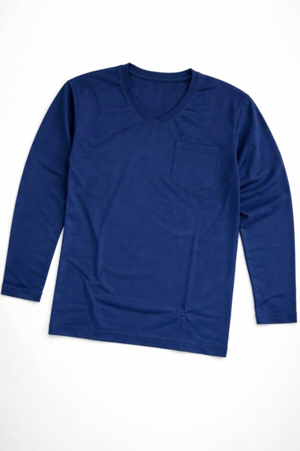 Navy Blue Plain V-Neck Full Sleeve T-Shirt