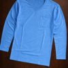 Aqua Blue Plain V-Neck Full Sleeve T-Shirt