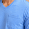 Aqua Blue Plain V-Neck Full Sleeve T-Shirt