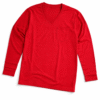 Cherry Red Plain V-Neck Full Sleeve T-Shirt