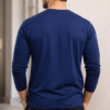 Navy Blue Plain V-Neck Full Sleeve T-Shirt