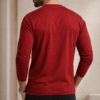 Wine Marroon Plain V-Neck Full Sleeve T-Shirt